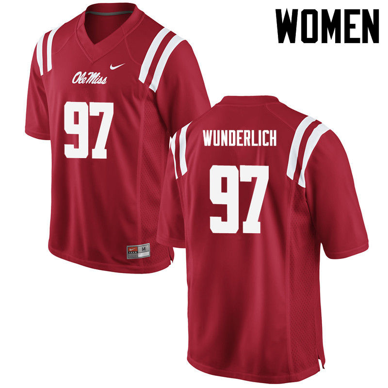 Gary Wunderlich Ole Miss Rebels NCAA Women's Red #97 Stitched Limited College Football Jersey AJJ2158JL